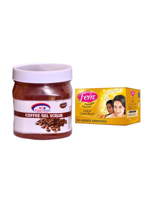 pink root coffee gel scrub 500ml with fem gold creme bleach - 17384740 - Very Small Image - 1