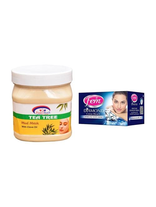 pink root tea tree mud mask 500ml with fem diamond bleach - 17384857 - Very Small Image - 1