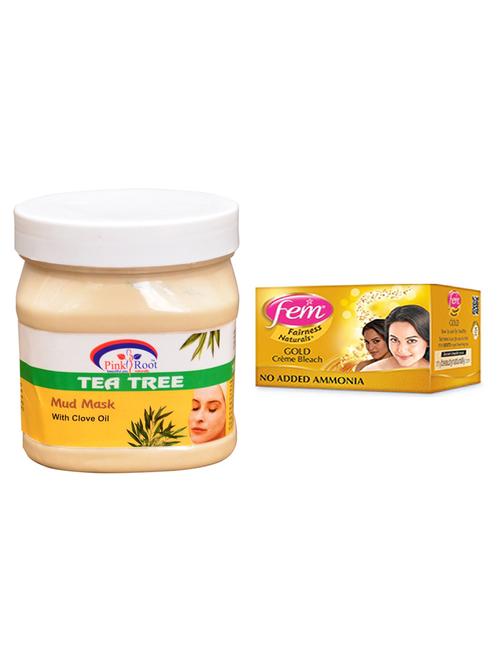 pink root tea tree mud mask 500ml with fem gold bleach - 17384890 - Very Small Image - 1