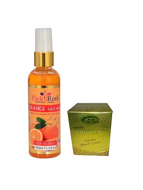 pink root orange face wash 100ml with gold bleach 50gm - 17385011 - Very Small Image - 1