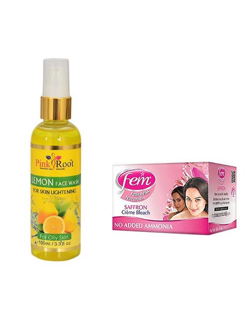 pink root lemon face wash 100ml with fem saffron bleach 30gm - 17385021 - Very Small Image - 1