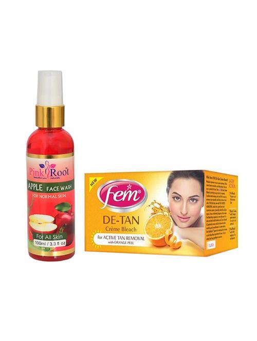 pink root apple face wash 100ml with fem de-tan bleach 30gm - 17385032 - Very Small Image - 1