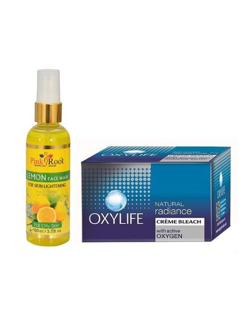 pink root lemon face wash 100ml with oxylife readiance bleach 27gm - 17385039 - Very Small Image - 1