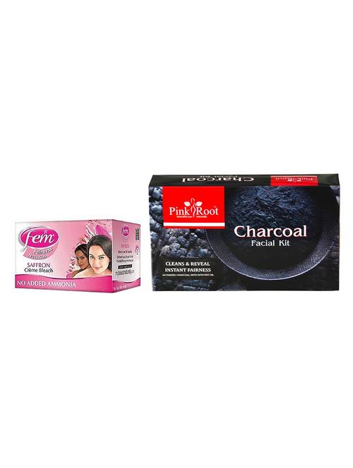 pink root charcoal facial kit 83gm with fem saffron bleach 30gm - 17385088 - Very Small Image - 1