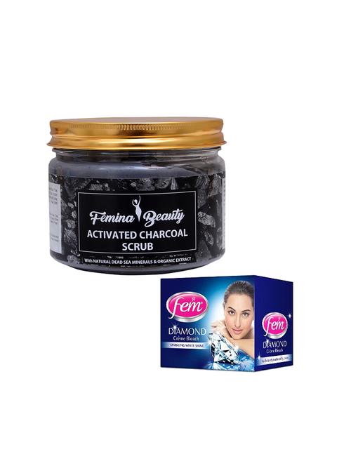 femina beauty charcoal scrub with fem diamond bleach - 17385317 - Very Small Image - 1