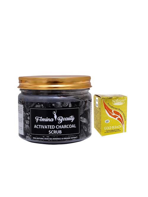 femina beauty charcoal scrub with lotus natures essence gold bleach - 17385320 - Very Small Image - 1