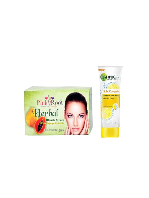 pink root herbal bleach 250gm with garnier light complete fairness face wash - 17385348 - Very Small Image - 1