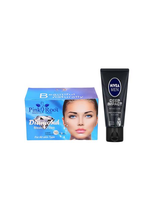 pink root diamond bleach 250gm with nivea deep impact face and beard wash - 17385380 - Very Small Image - 1