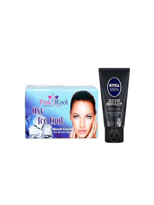 pink root oxy ice cool bleach 250gm with nivea deep impact face and beard wash - 17385385 - Very Small Image - 1