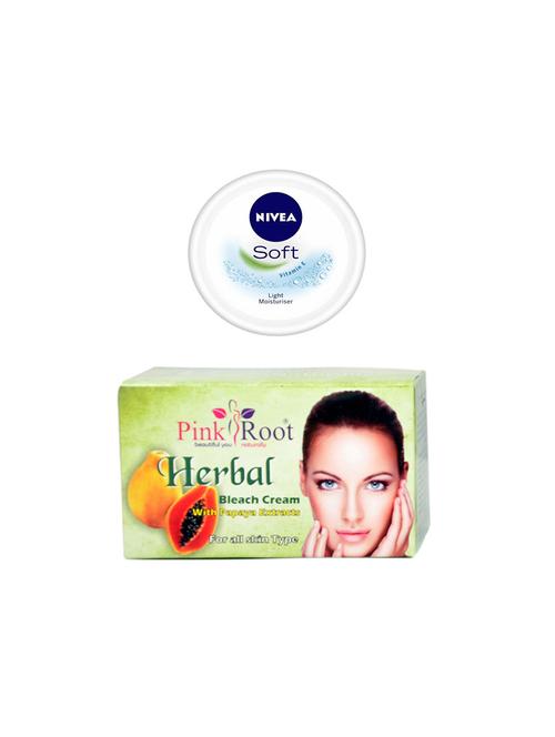 pink root herbal bleach 250gm with nivea soft vitamin e cream 100ml - 17385404 - Very Small Image - 1