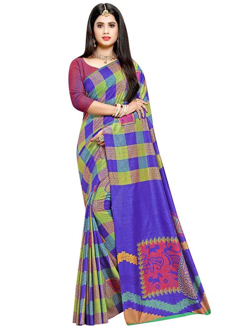 ikat printed saree with blouse - 17385450 - Very Small Image - 1