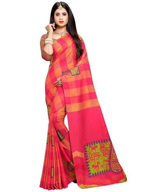 checkered printed saree - 17385453 - Very Small Image - 1