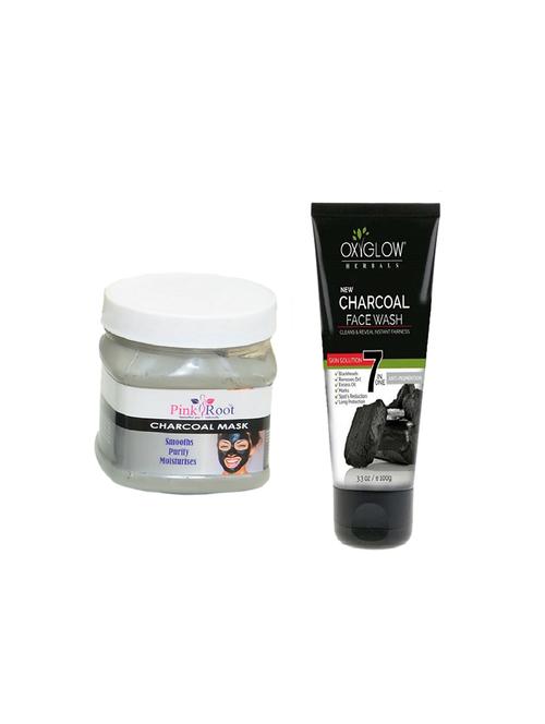 pink root charcoal mask 500ml with oxyglow charcoal face wash - 17385464 - Very Small Image - 1