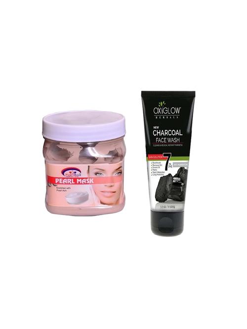 pink root pearl mask 500ml with oxyglow charcoal face wash - 17385467 - Very Small Image - 1