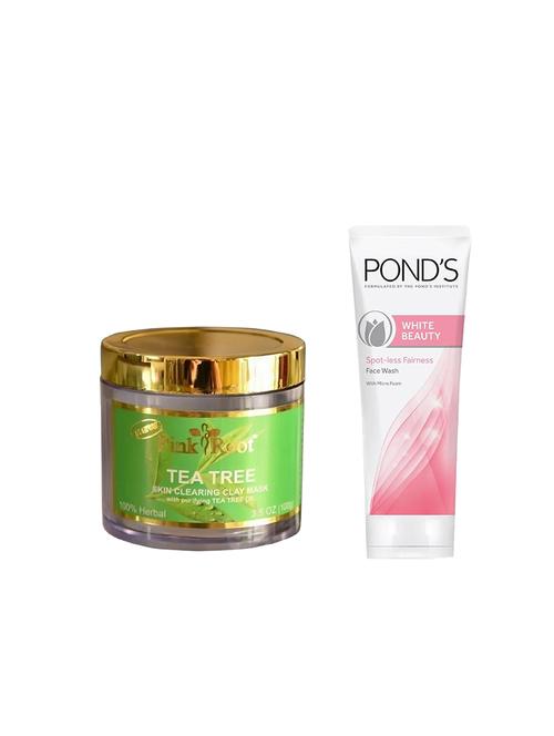 pink root tea tree mud mask 100g with pond's white beauty facewash - 17385477 - Very Small Image - 1