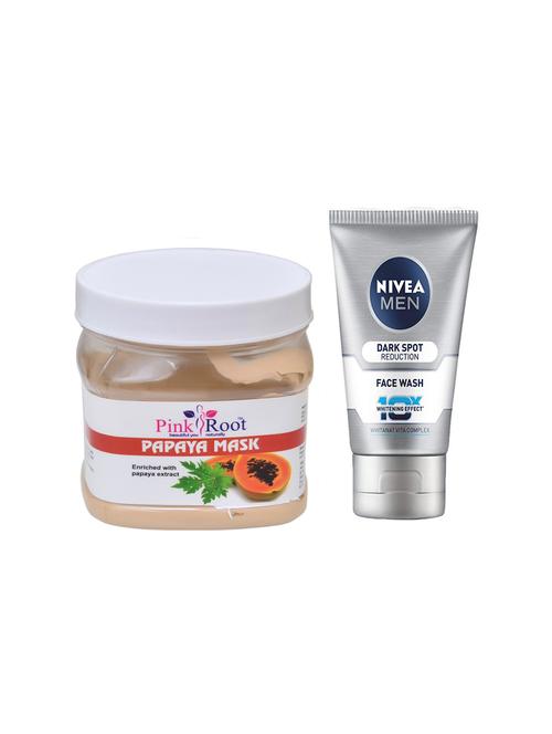pink root papaya mask 500ml with nivea men dark spot reduction face wash - 17385511 - Very Small Image - 1