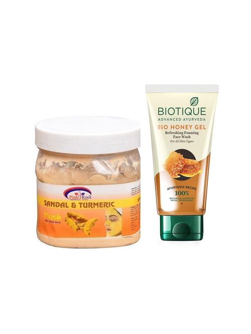 pink root sandal turmeric mask 500g with biotique honey facewash - 17385538 - Very Small Image - 1