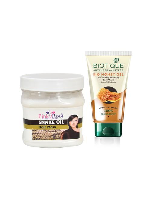pink root snake oil hair mask 500g with biotique honey facewash - 17385539 - Very Small Image - 1