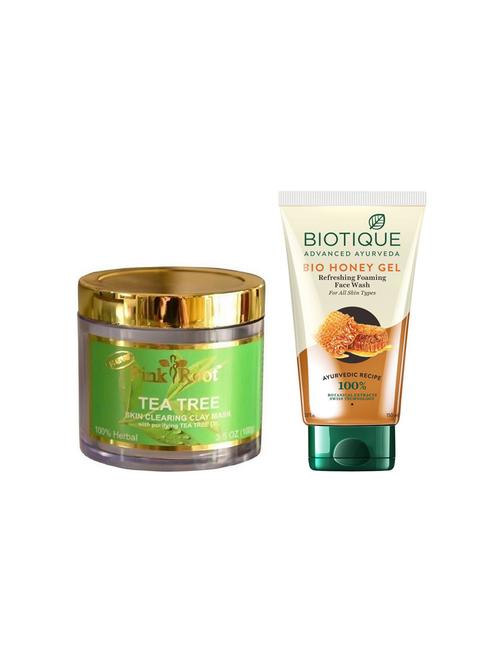 pink root tea tree mud mask 100g with biotique honey facewash - 17385540 - Very Small Image - 1