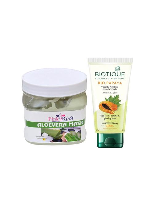 pink root aloevera mask 500g with biotique papaya facewash - 17385542 - Very Small Image - 1