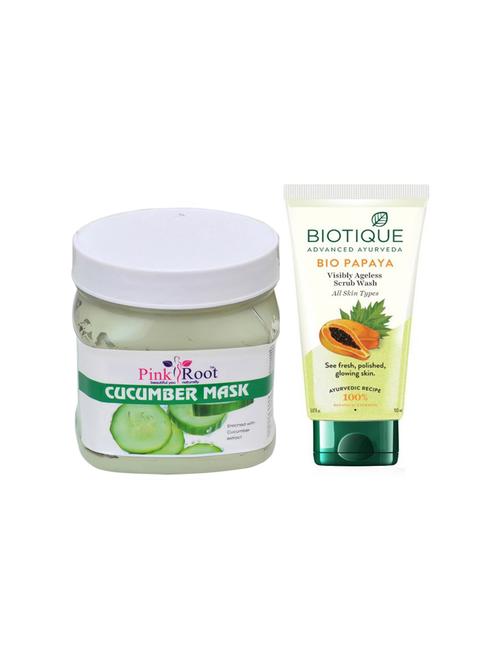 pink root cucumber mask 500g with biotique papaya facewash - 17385544 - Very Small Image - 1
