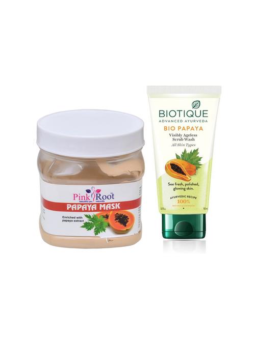 pink root papaya mask 500g with biotique papaya facewash - 17385549 - Very Small Image - 1