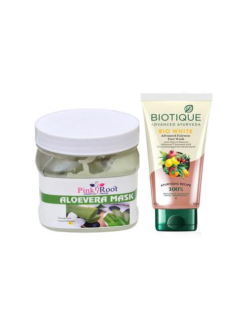 pink root aloevera mask 500g with biotique white fairness facewash - 17385555 - Very Small Image - 1