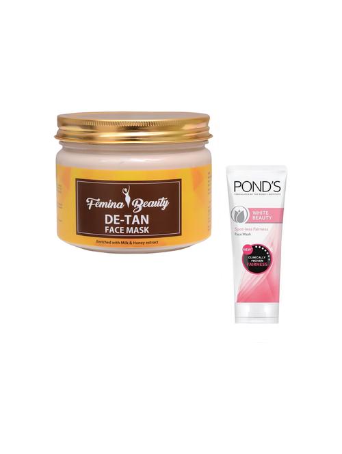 femina beauty de-tan mask with ponds white beauty spot-less fairness face wash - 17385625 - Very Small Image - 1