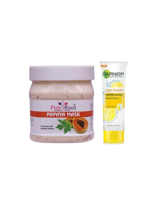 pink root papaya mask with garnier light complete fairness face wash - 17385633 - Very Small Image - 1