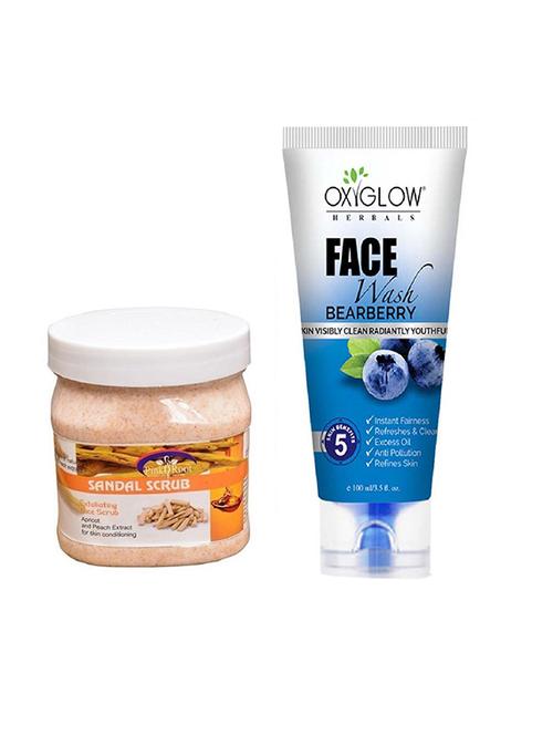 pink root sandal scrub 500ml with oxyglow bearberry face wash - 17385694 - Very Small Image - 1