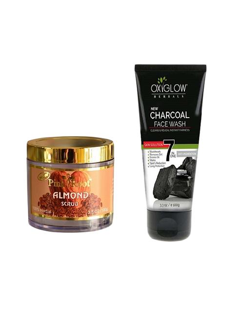 pink root almond scrub 100gm with oxyglow charcoal face wash - 17385697 - Very Small Image - 1