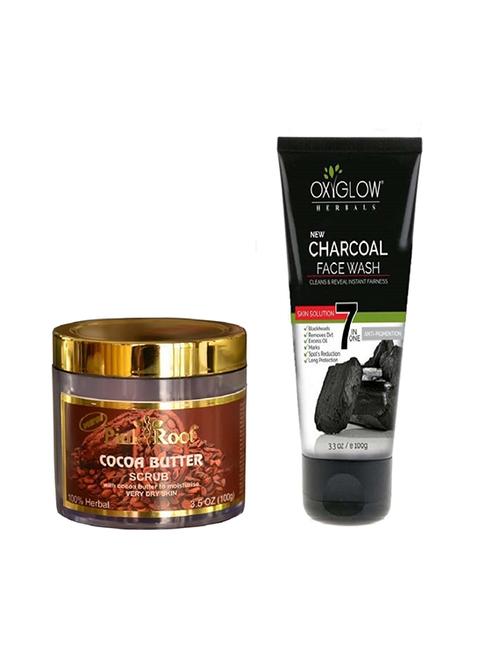 pink root cocoa butter scrub 100gm with oxyglow charcoal face wash - 17385698 - Very Small Image - 1