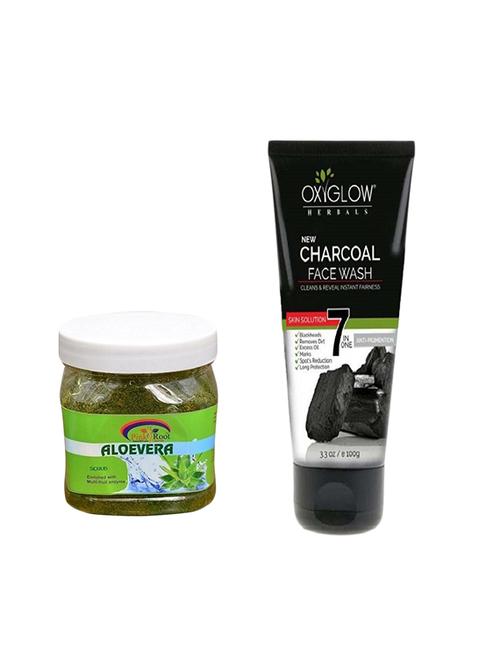 pink root aloe vera scrub 500ml with oxyglow charcoal face wash - 17385701 - Very Small Image - 1
