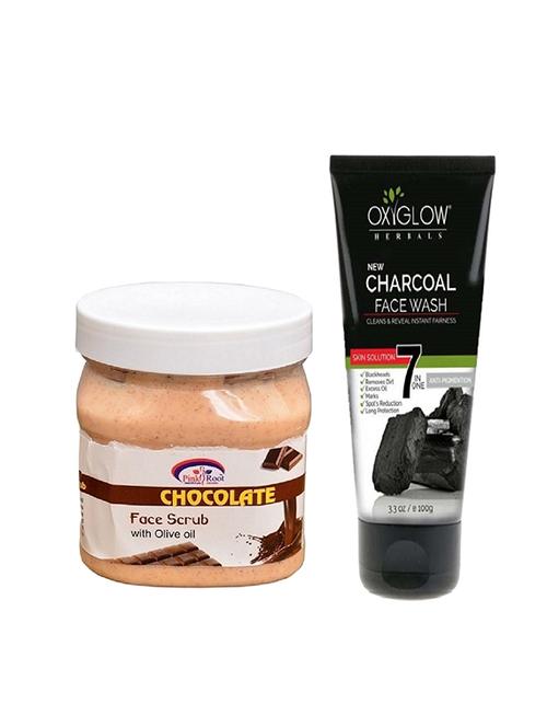 pink root chocolate scrub 500ml with oxyglow charcoal face wash - 17385705 - Very Small Image - 1