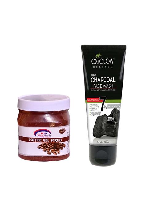 pink root coffee gel scrub 500ml with oxyglow charcoal face wash - 17385706 - Very Small Image - 1