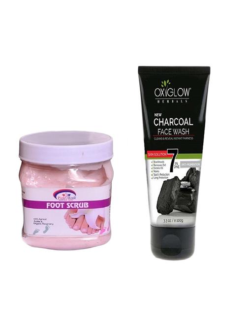 pink root foot scrub 500ml with oxyglow charcoal face wash - 17385709 - Very Small Image - 1