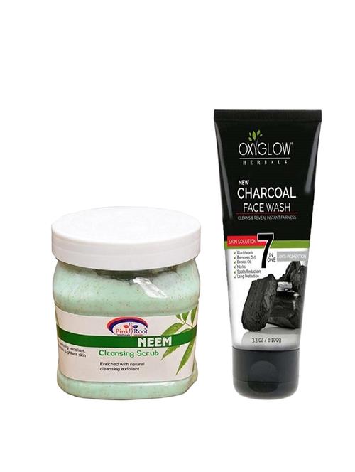 pink root neem scrub 500ml with oxyglow charcoal face wash - 17385714 - Very Small Image - 1