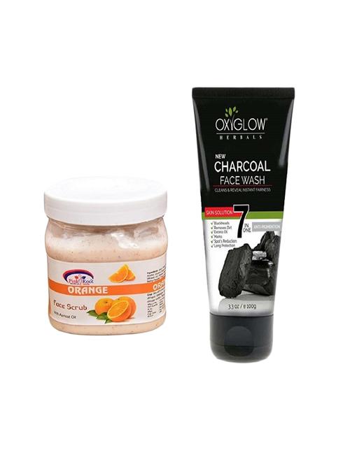 pink root orange scrub 500ml with oxyglow charcoal face wash - 17385715 - Very Small Image - 1