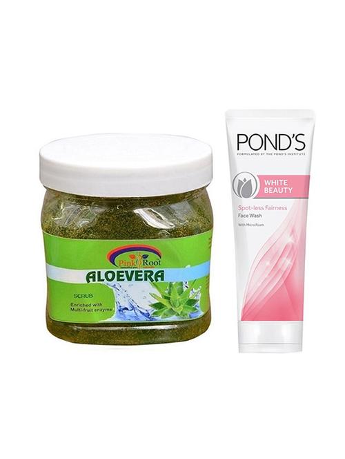 pink root aloevera gel scrub 500g with pond's white beauty facewash - 17385753 - Very Small Image - 1