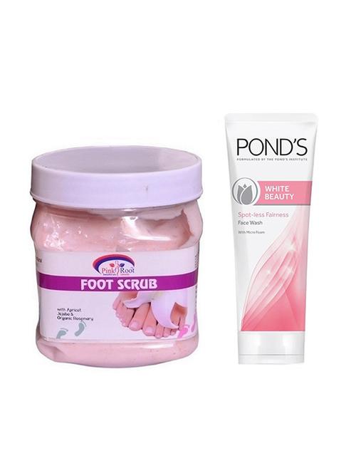 pink root foot scrub 500g with pond's white beauty facewash - 17385761 - Very Small Image - 1