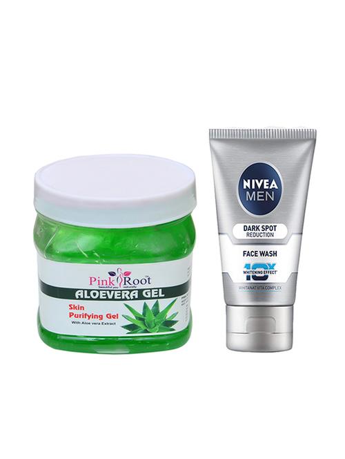 pink root aloevera gel scrub 500ml with nivea men dark spot reduction face wash - 17385807 - Very Small Image - 1
