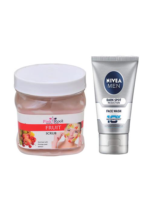 pink root fruit scrub 500ml with nivea men dark spot reduction face wash - 17385816 - Very Small Image - 1
