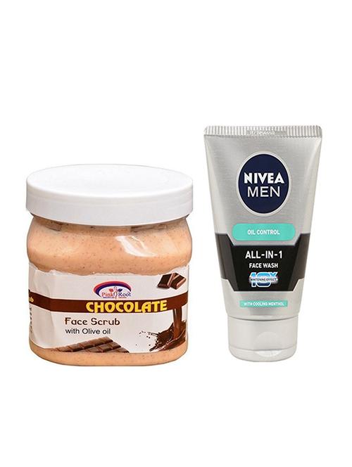 pink root chocolate scrub 500ml with nivea oil control face wash - 17385838 - Very Small Image - 1