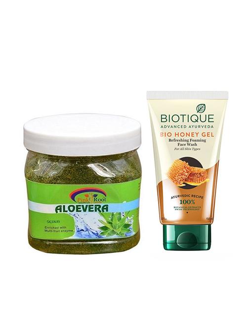 pink root aloevera gel scrub 500g with biotique honey facewash - 17385856 - Very Small Image - 1