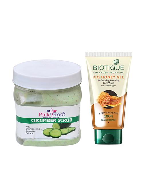 pink root cucumber scrub 500g with biotique honey facewash - 17385864 - Very Small Image - 1
