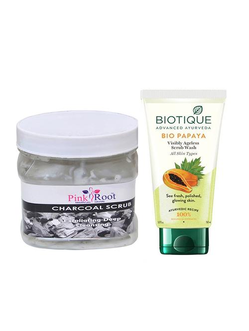 pink root charcoal scrub 500g with biotique papaya facewash - 17385886 - Very Small Image - 1