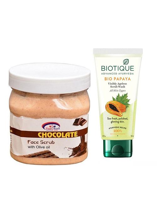 pink root chocolate scrub 500g with biotique papaya facewash - 17385887 - Very Small Image - 1