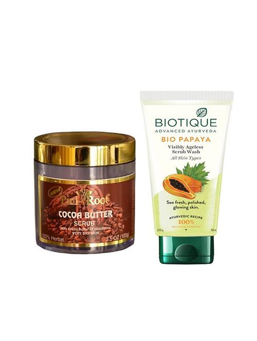 pink root cocoa butter scrub 100g with biotique papaya facewash - 17385888 - Very Small Image - 1