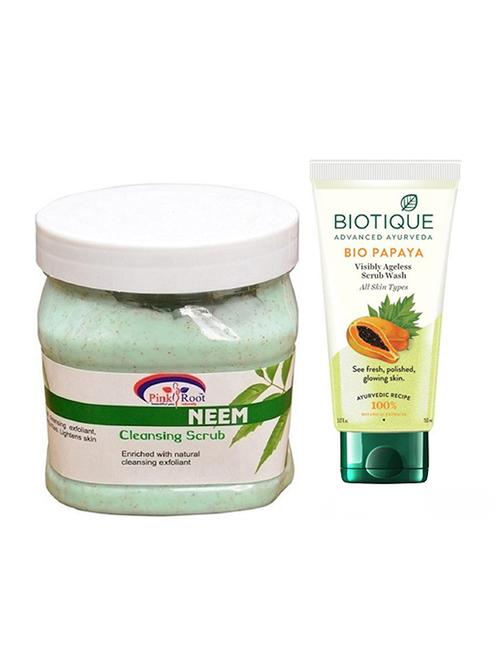 pink root neem scrub 500g with biotique papaya facewash - 17385899 - Very Small Image - 1
