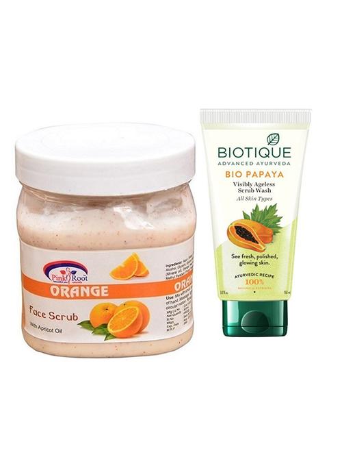 pink root orange scrub 500g with biotique papaya facewash - 17385900 - Very Small Image - 1